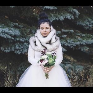 Faux fur mock neck scarf